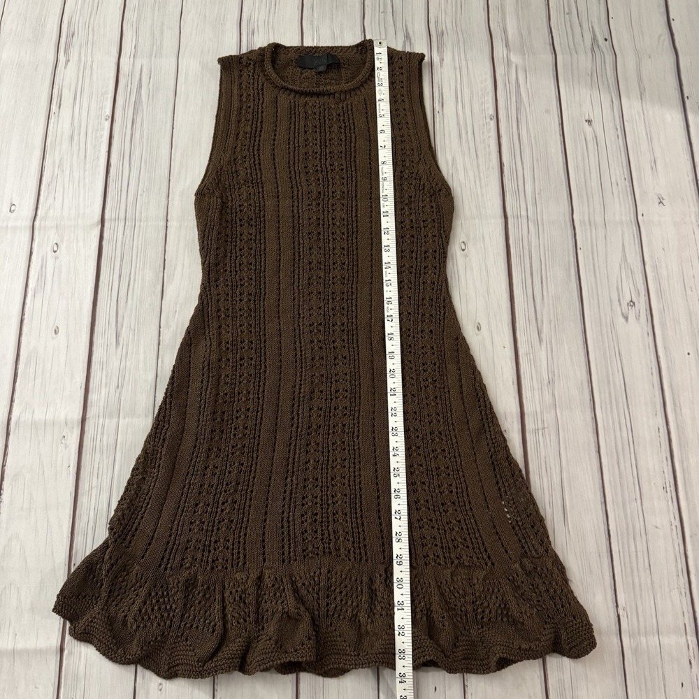 Zara Crochet Knit Mini Dress Brown Size Small Women's Sexy Summer‎ - Picture 7 of 13